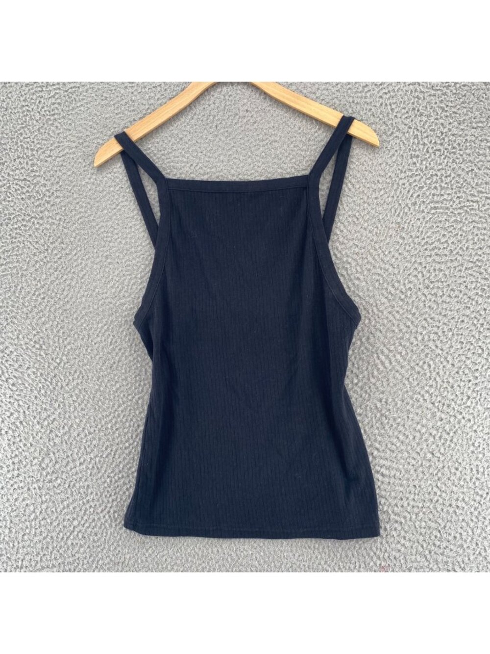 Free People Top Womens Large Intimately Black Square Neck Cotton Stretch Tank